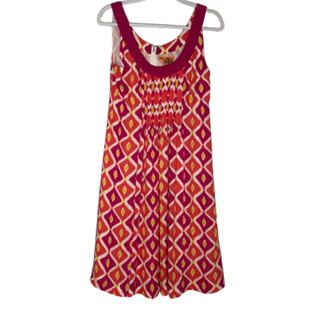 Tory Burch Pink And Orange Geometric Dress